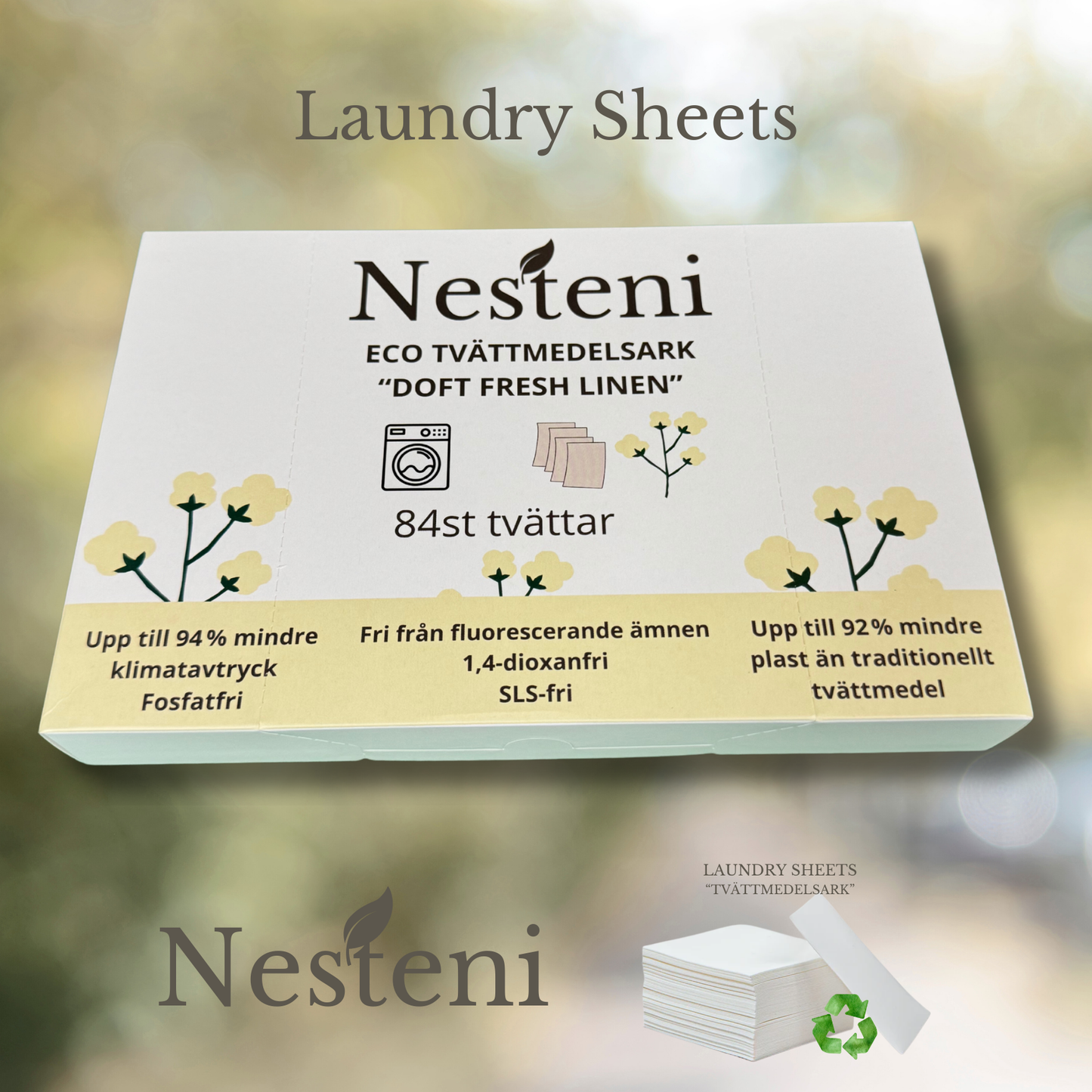 Nesteni tvättmedelsark (kommer början av september)