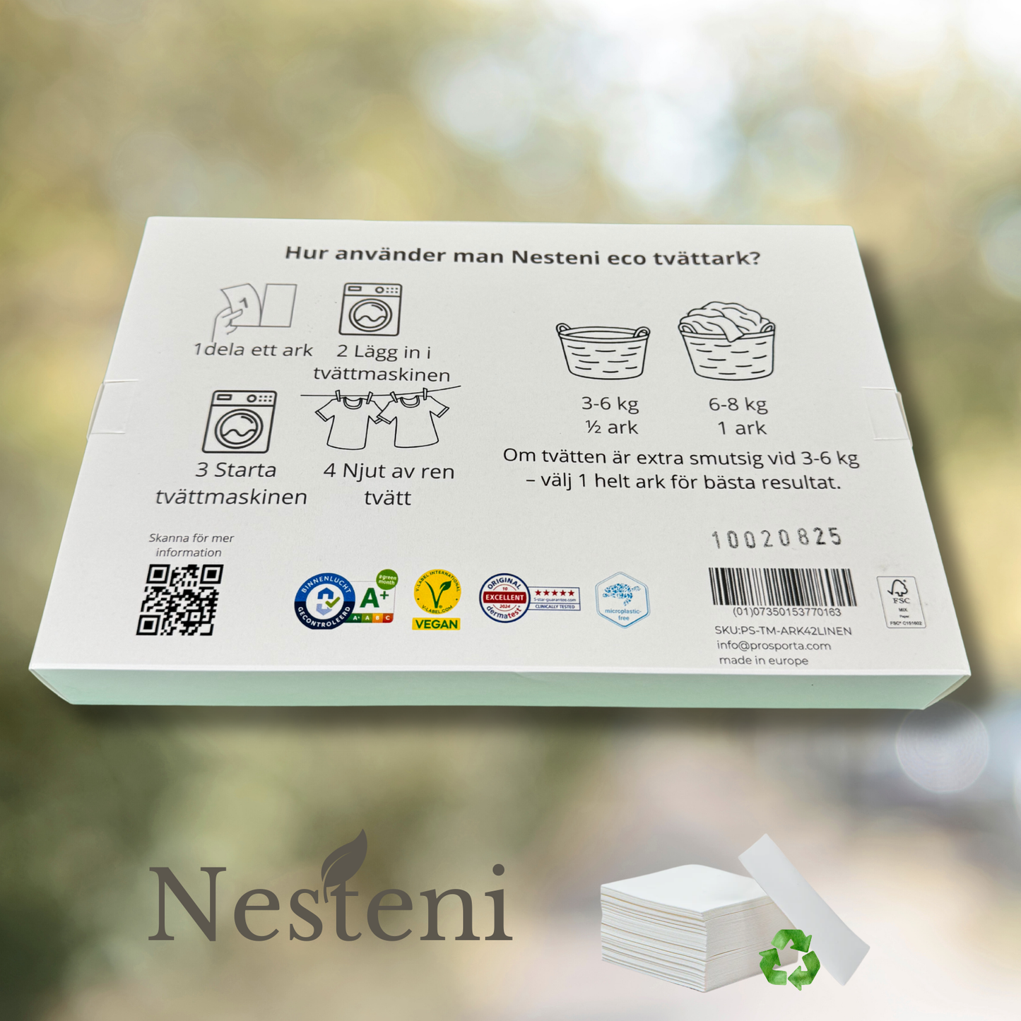 Nesteni tvättmedelsark (kommer början av september)