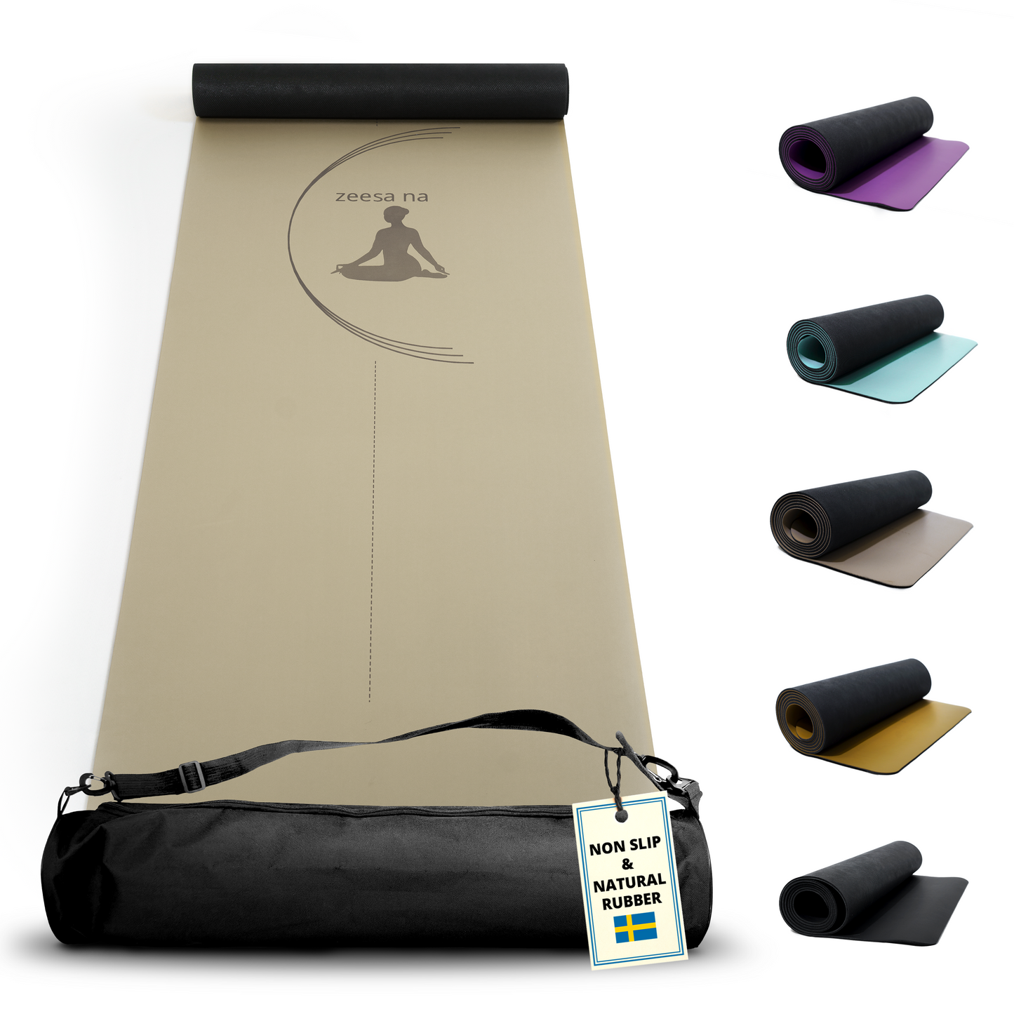 Zeesa Na Premium Yogamatta Halkfri, Hot Yogamatta med Yogaväska