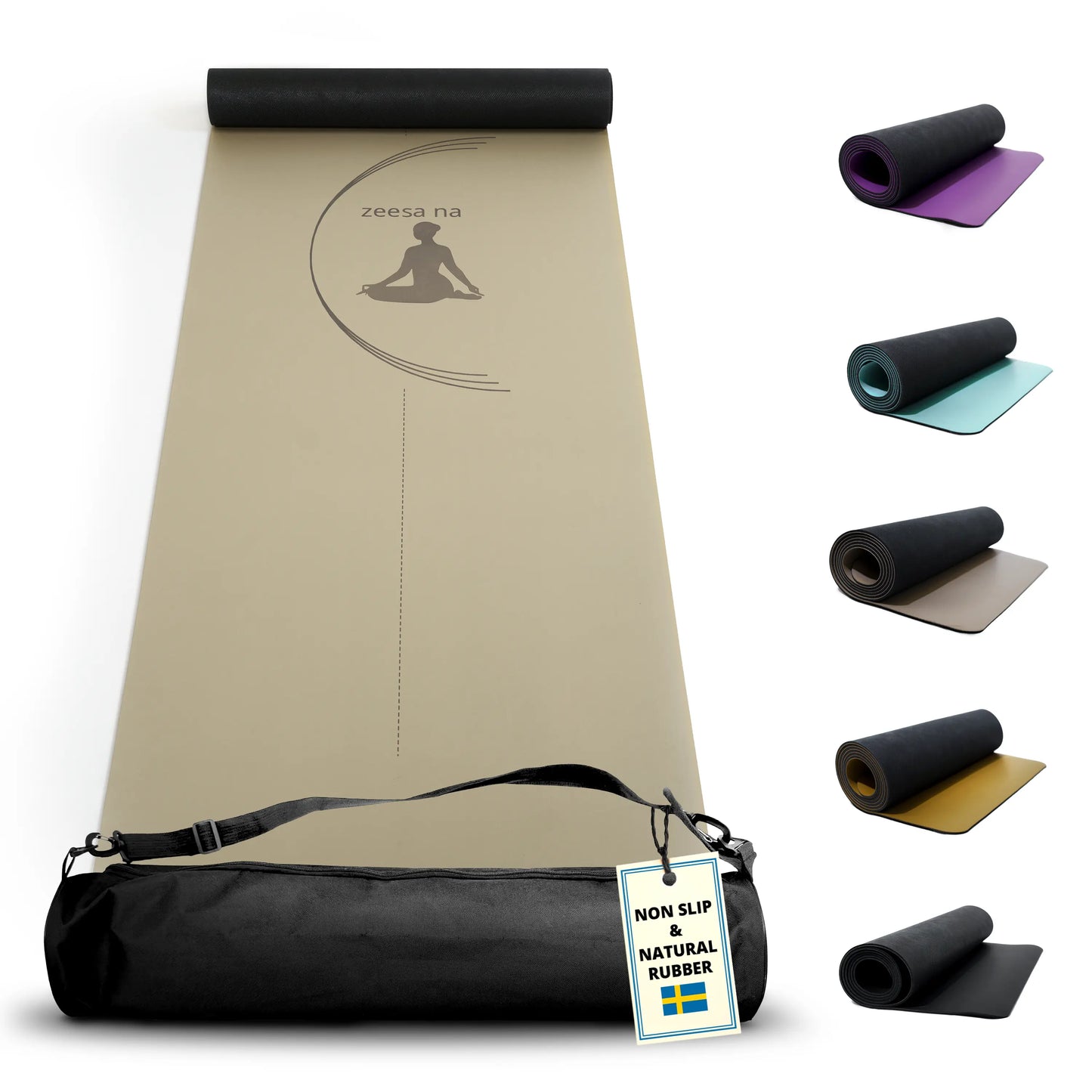 Sage Premium Yogamatta Halkfri, Hot Yogamatta med Yogaväska PRO SOCK