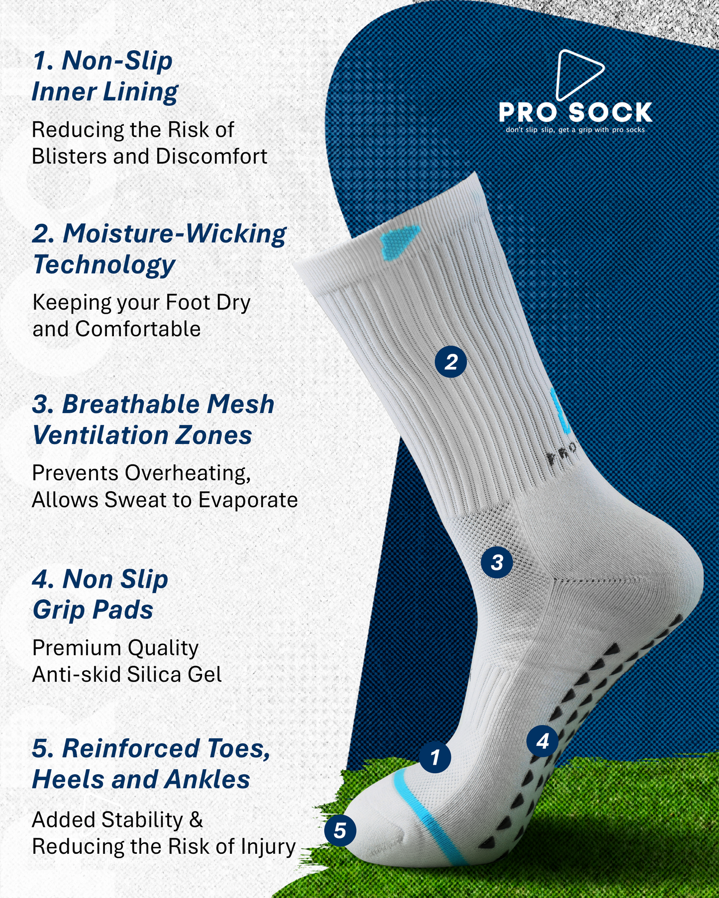 Our grip socks provide increased technology, control and supreme comfort