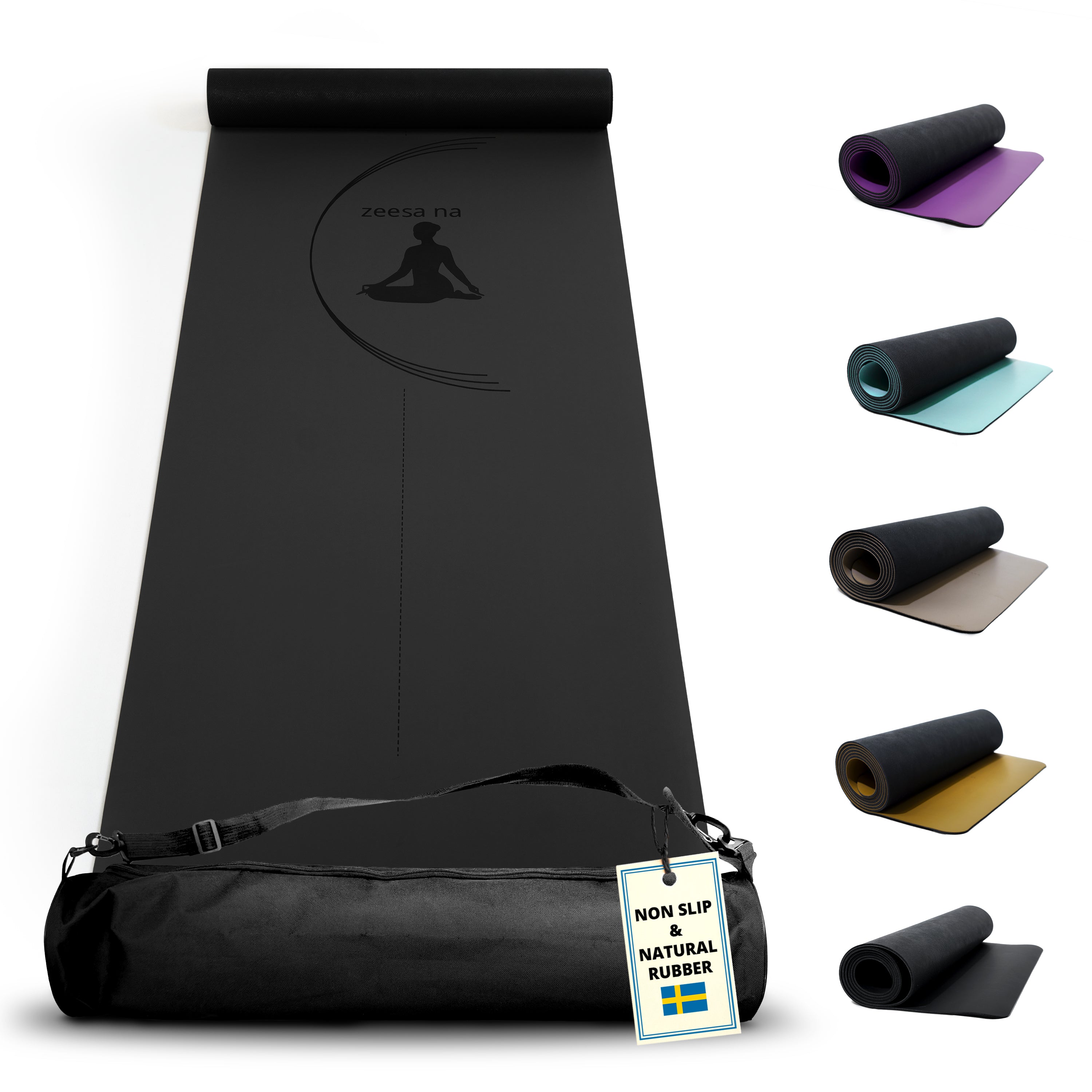 Zeesa Na Premium Yogamatta Halkfri, Hot Yogamatta med Yogaväska