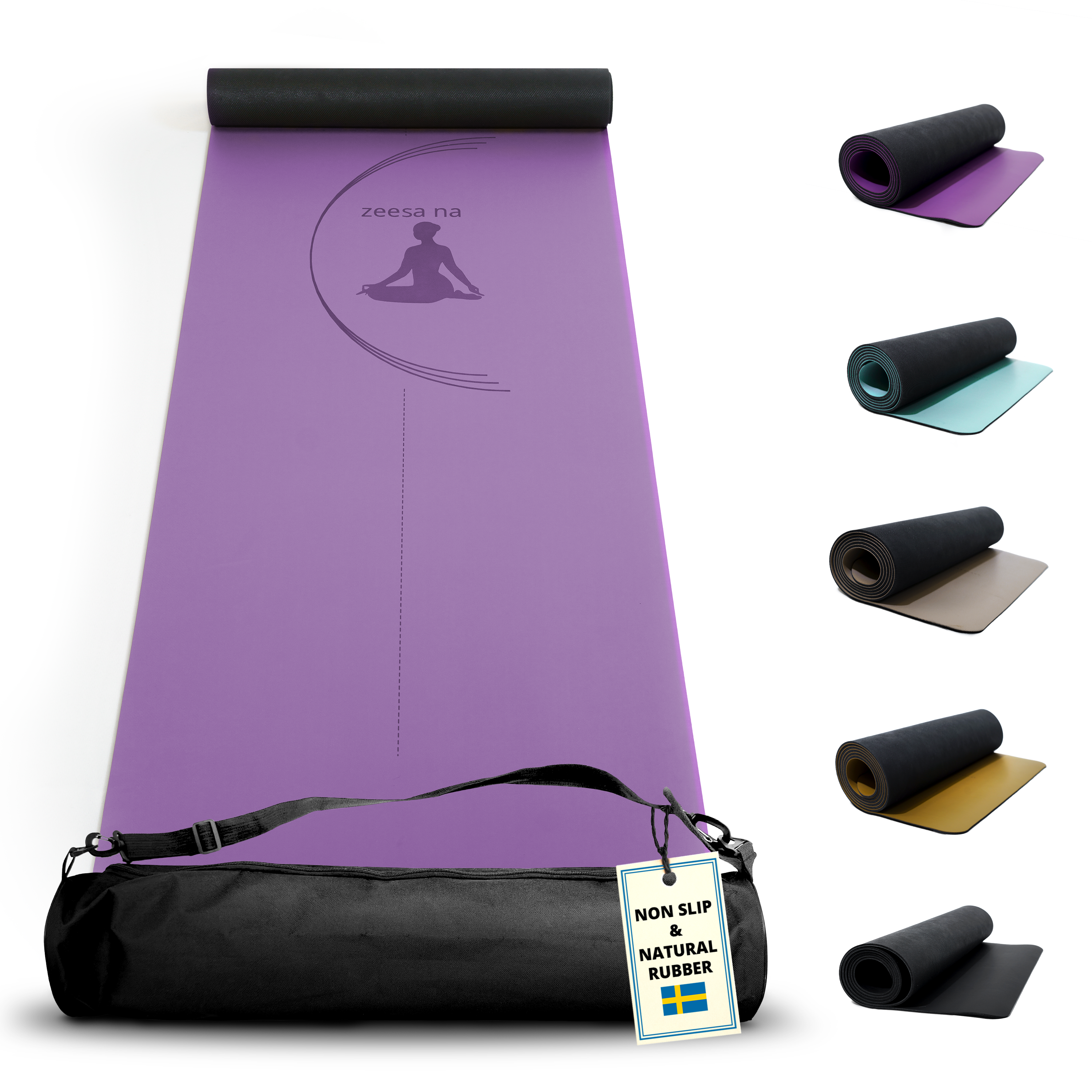 Zeesa Na Premium Yogamatta Halkfri, Hot Yogamatta med Yogaväska