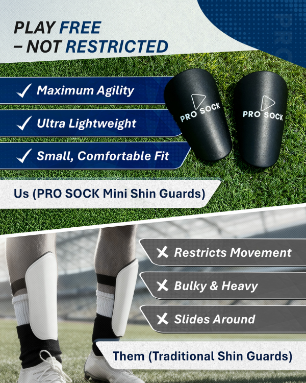 Jämförelse med gamla typen av benskydd &  Pro Sock Mini benskydd 
