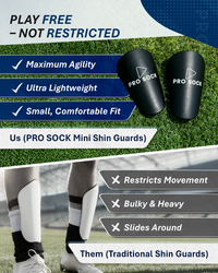 Jämförelse med gamla typen av benskydd &  Pro Sock Mini benskydd 
