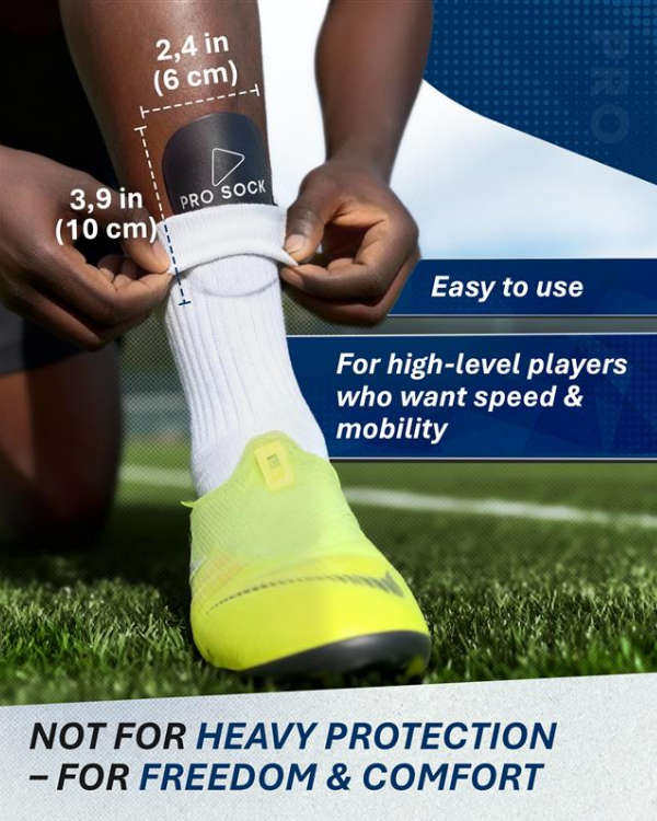 Detalj av benskydd storlek på Pro Sock Mini benskydd
