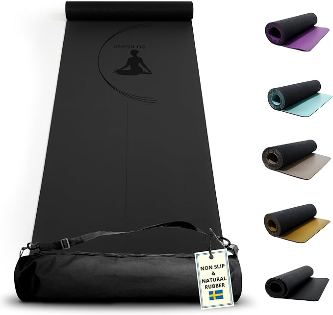 Svart Premium Yogamatta Halkfri, Hot Yogamatta med Yogaväska PRO SOCK